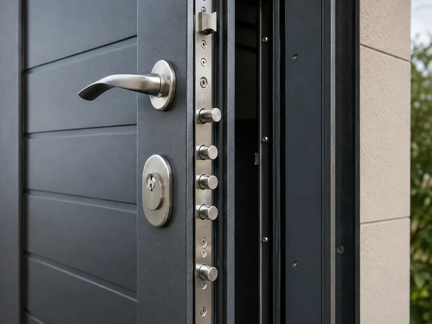 cerradura multipunto en puerta de entrada exterior de seguridad