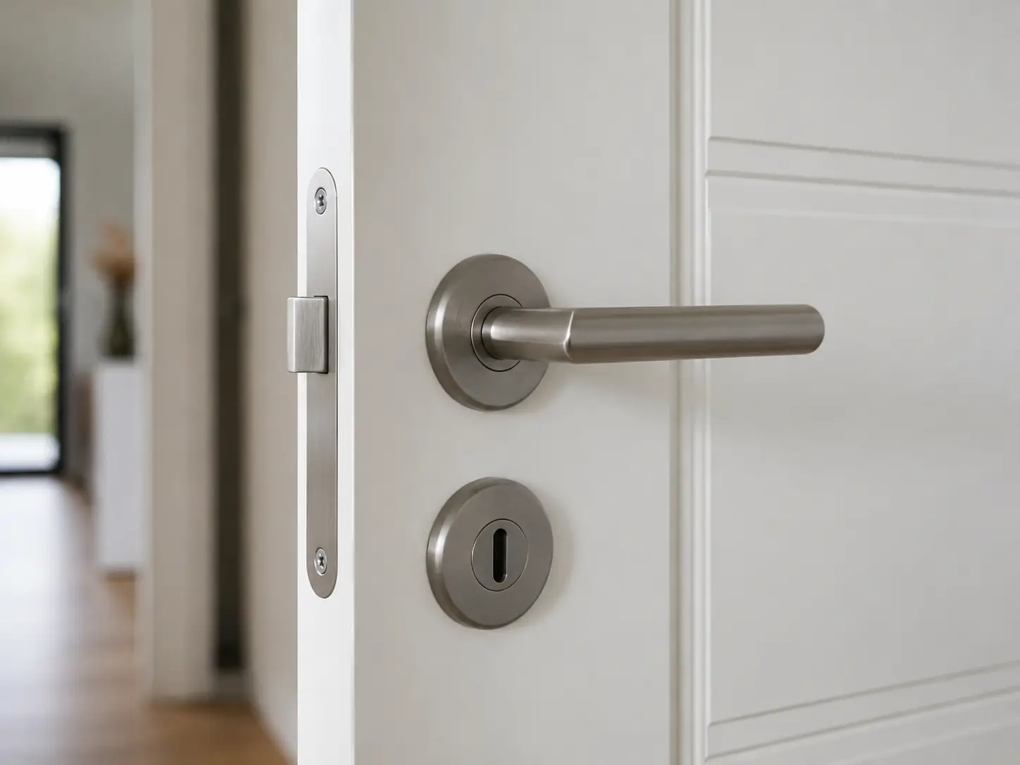 cerradura para puerta interior instalada en puerta blanca