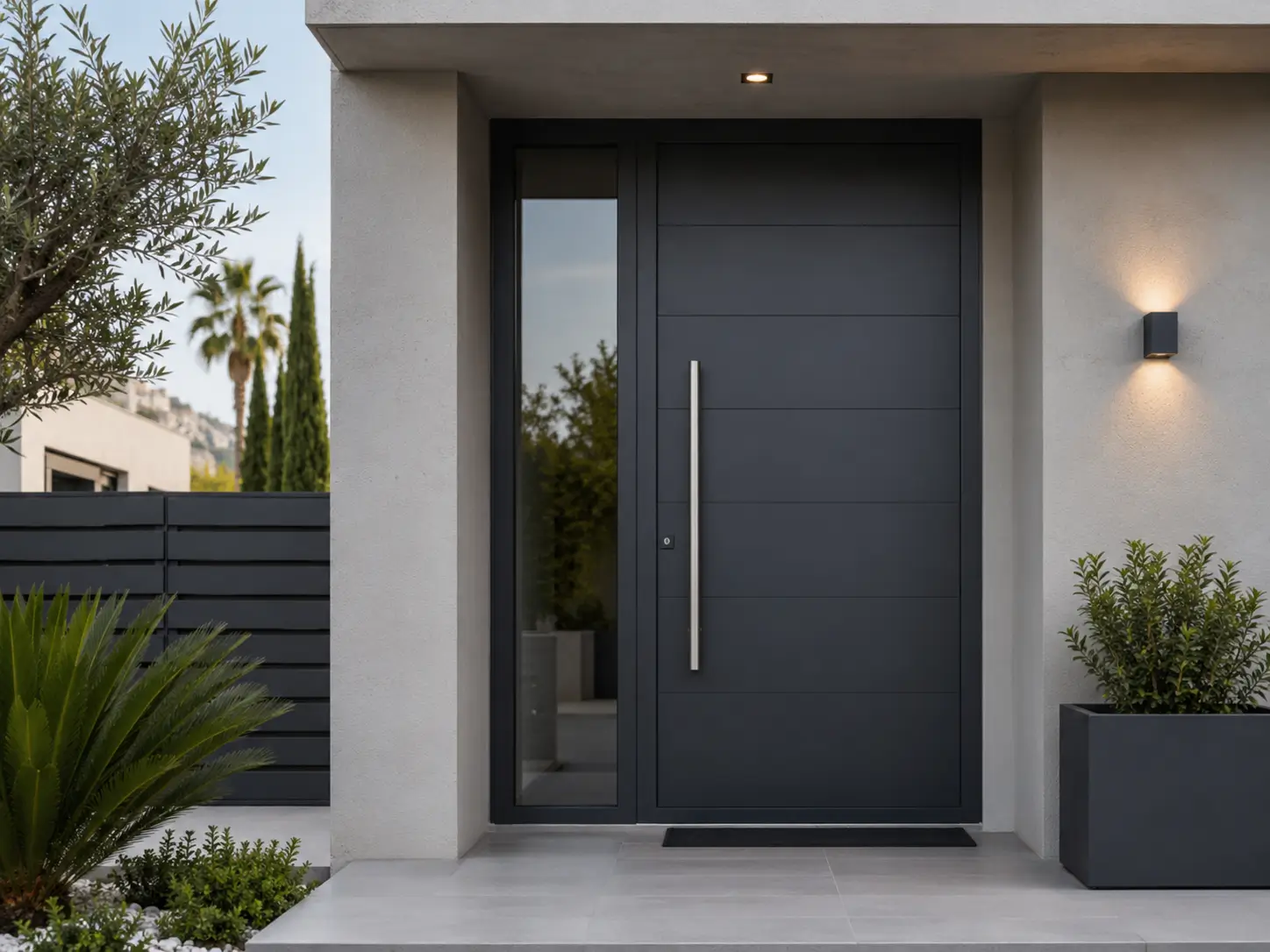 puerta de entrada exterior de aluminio moderna