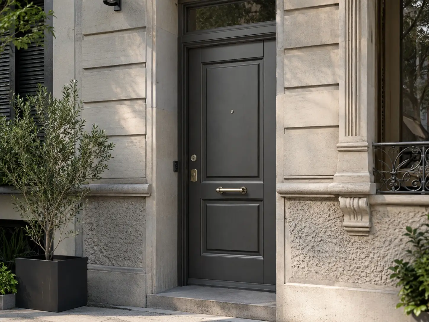 puerta de entrada exterior de seguridad instalada en Barcelona
