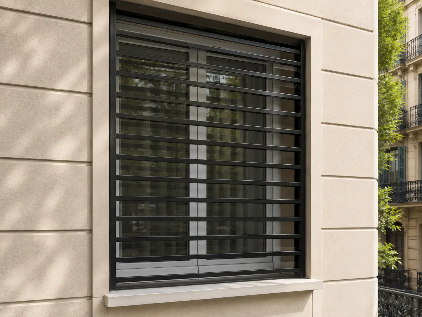 reja horizontal moderna tipo lama para ventana