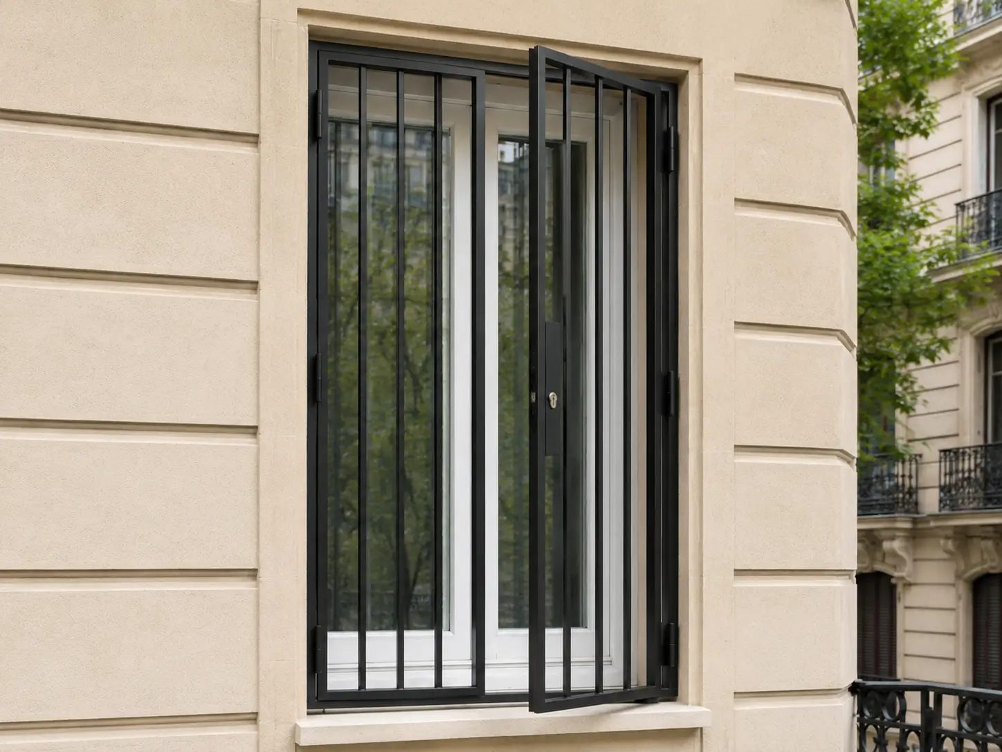 reja moderna abatible para ventana con cerradura