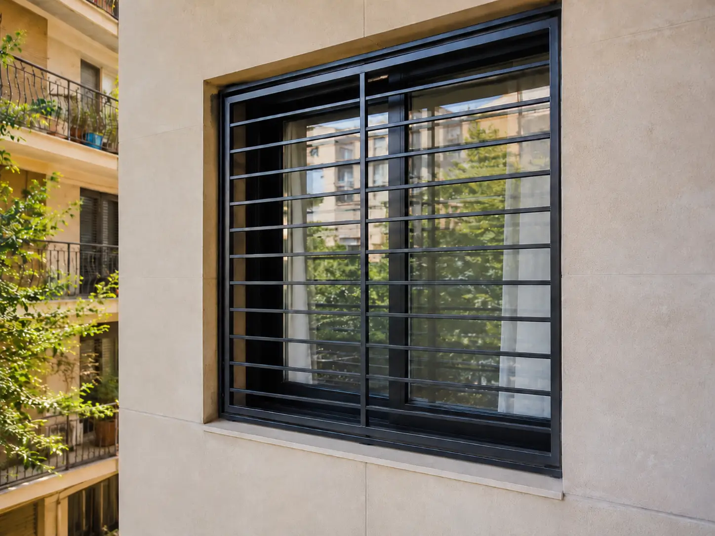 reja para ventana sin obra instalada en vivienda de Barcelona