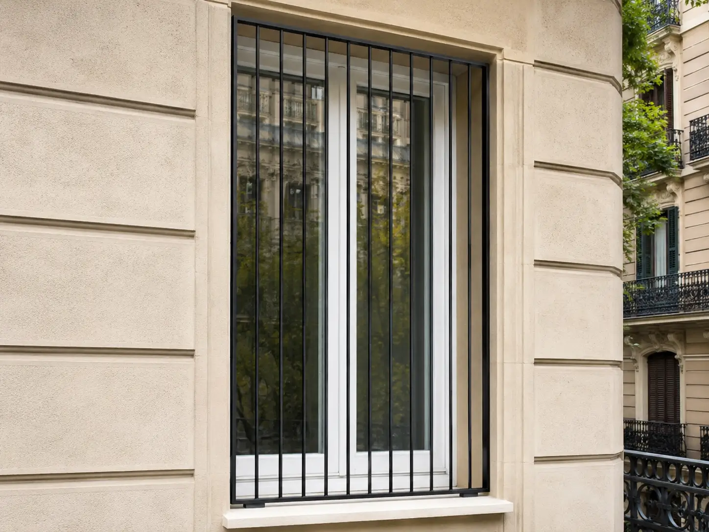 reja moderna vertical minimalista para ventana en Barcelona